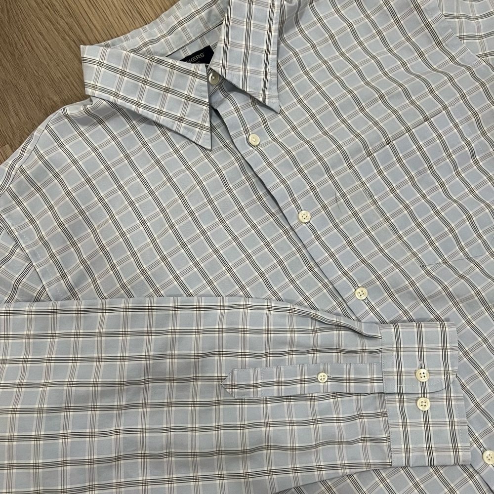 Dockers Blue Plaid Button Down Shirt Mens Large